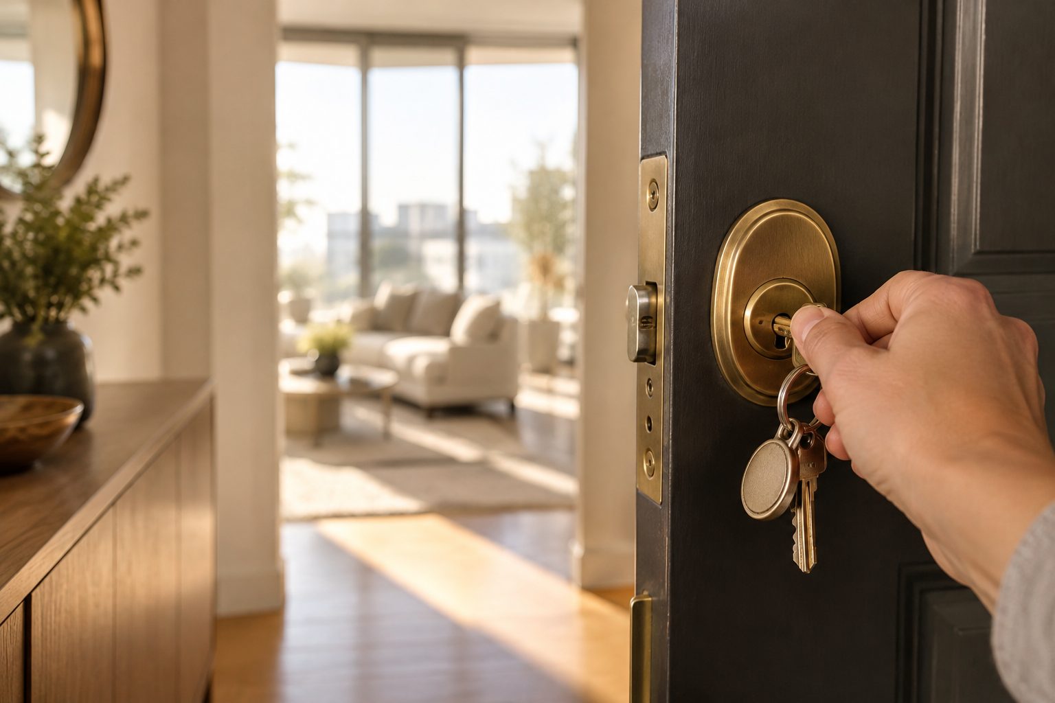 A key in the door of a new home